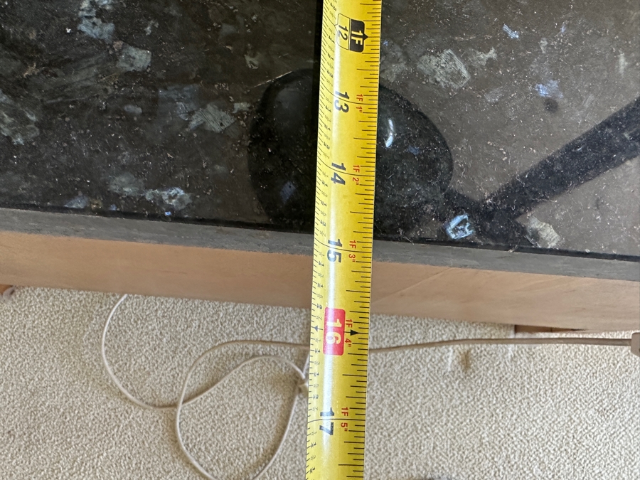 Demilune Wooden Cabinet Table With Black Marble Top Maker Unknown 34W X 15D X 21.5H [Photo 11]