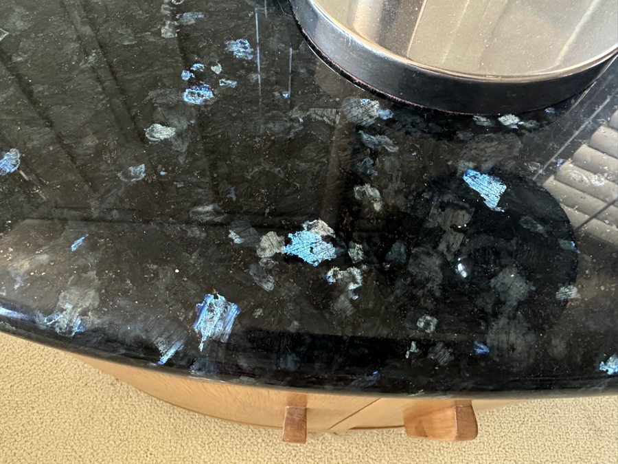 Demilune Wooden Cabinet Table With Black Marble Top Maker Unknown 34W X 15D X 21.5H [Photo 6]