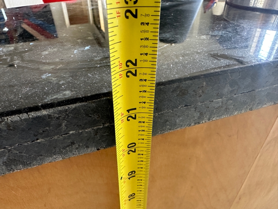 Demilune Wooden Cabinet Table With Black Marble Top Maker Unknown 34W X 15D X 21.5H [Photo 12]