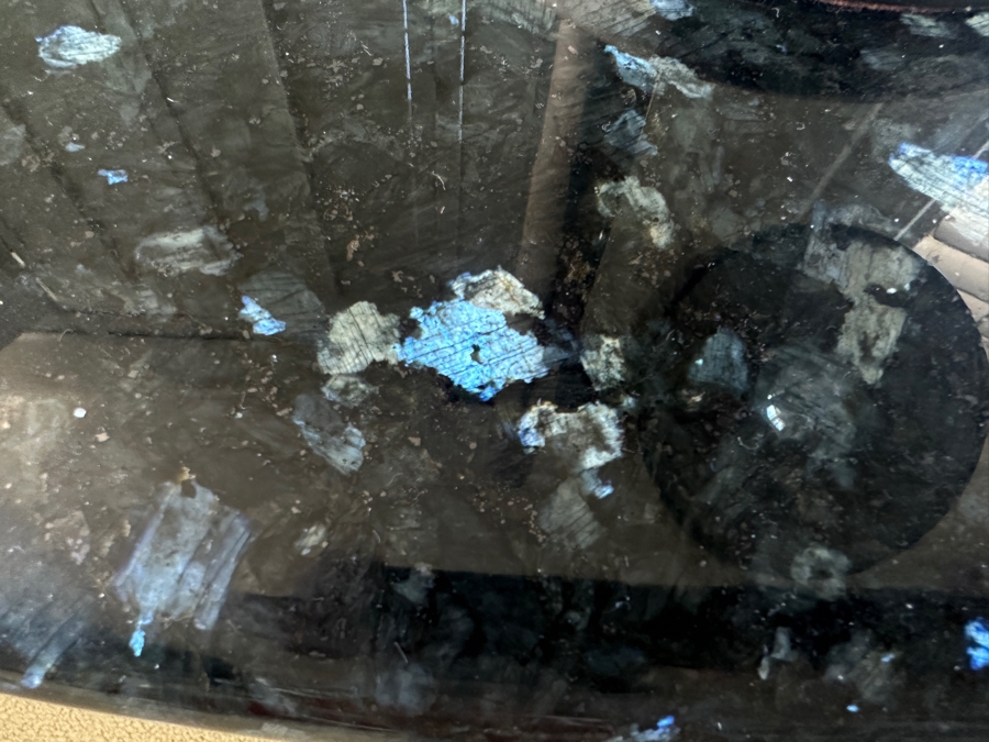 Demilune Wooden Cabinet Table With Black Marble Top Maker Unknown 34W X 15D X 21.5H [Photo 7]