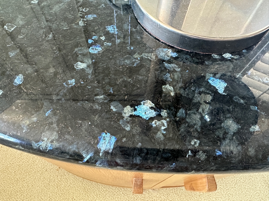 Demilune Wooden Cabinet Table With Black Marble Top Maker Unknown 34W X 15D X 21.5H [Photo 5]