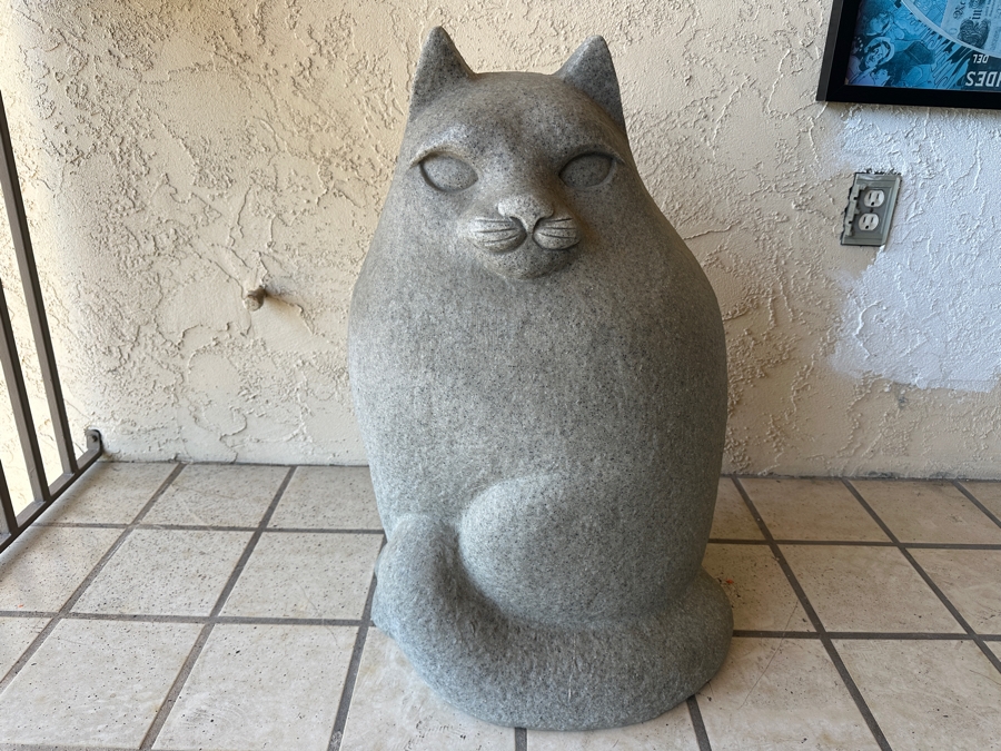 Large Cat Sculpture By Paolo Grasso Made Of Polystone Resin 30H [Photo 2]