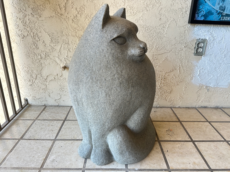 Large Cat Sculpture By Paolo Grasso Made Of Polystone Resin 30H [Photo 3]