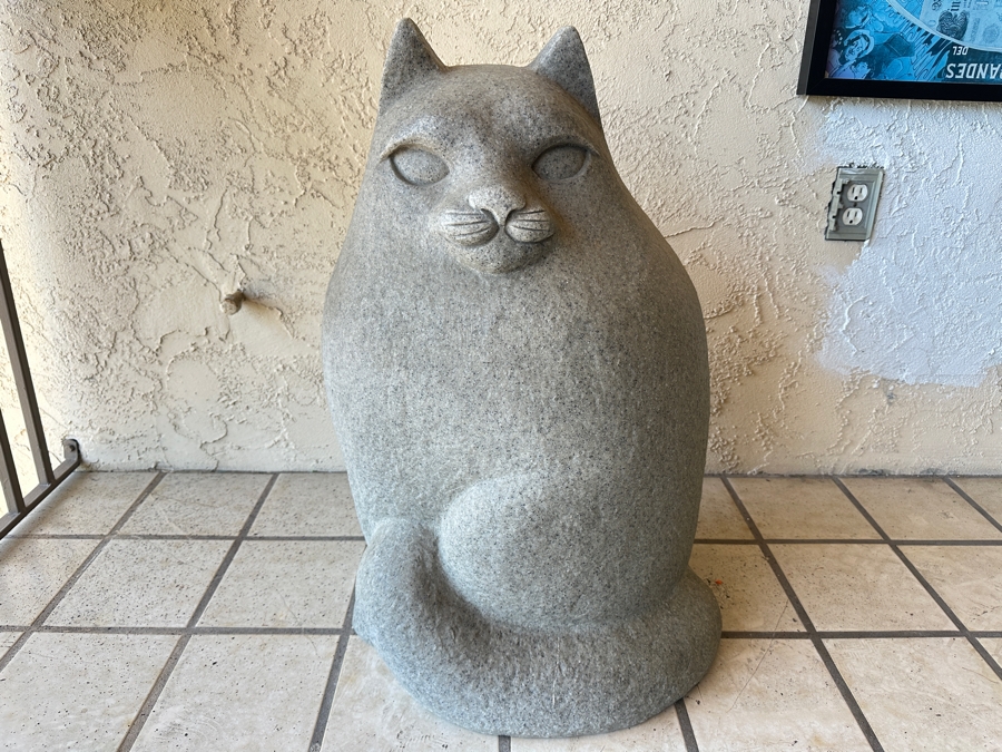 Large Cat Sculpture By Paolo Grasso Made Of Polystone Resin 30H