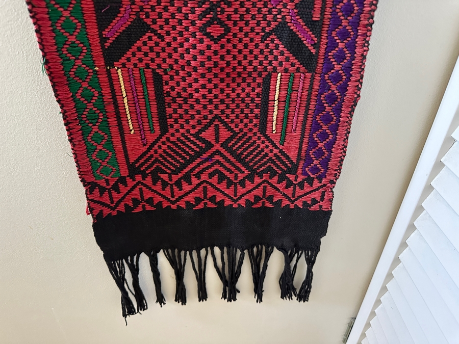 Vintage Handwoven Textile Sash With Fringes 11.5W X 72L [Photo 6]