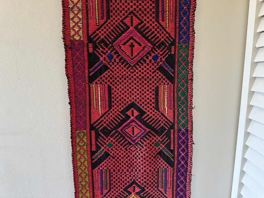 Vintage Handwoven Textile Sash With Fringes 11.5W X 72L [Photo 4]