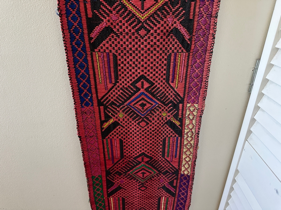 Vintage Handwoven Textile Sash With Fringes 11.5W X 72L [Photo 5]