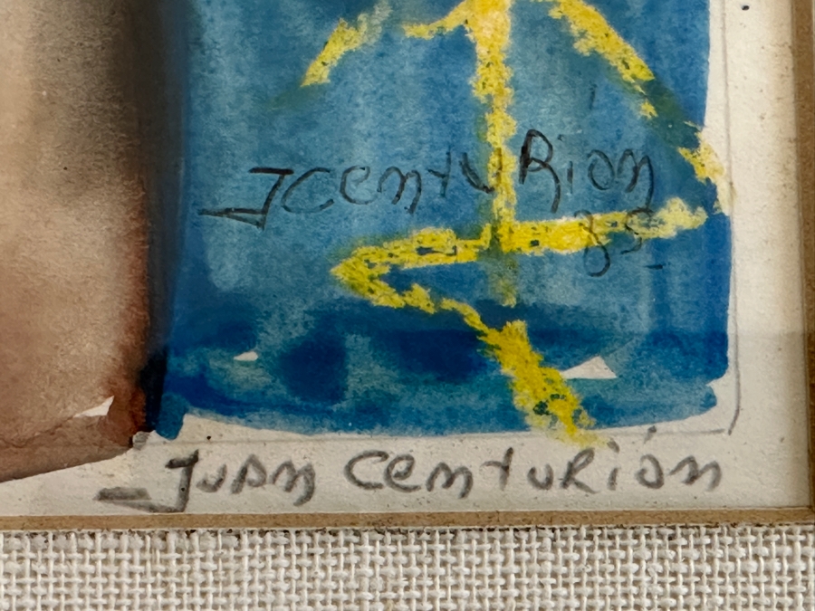 Juan Centurion Mixed-Media Artwork Titled 'Pescador' Hand Signed By Artist 19.5 X 15.5 Framed 26 X 22 [Photo 9]