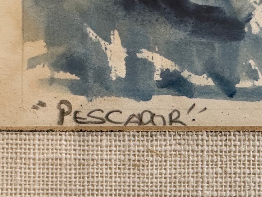 Juan Centurion Mixed-Media Artwork Titled 'Pescador' Hand Signed By Artist 19.5 X 15.5 Framed 26 X 22 [Photo 10]