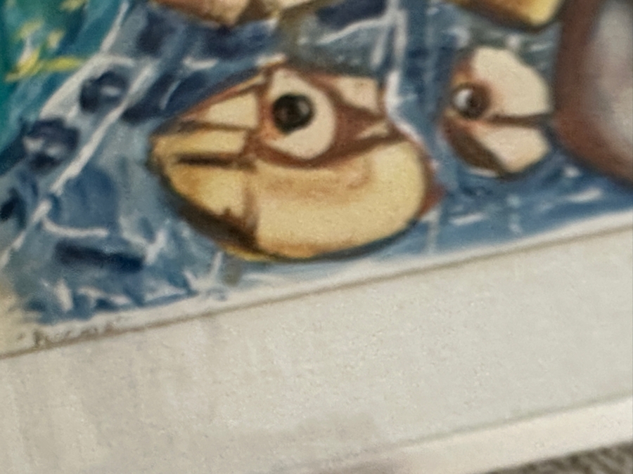 Juan Centurion Mixed-Media Artwork Titled 'Pescador' Hand Signed By Artist 19.5 X 15.5 Framed 26 X 22 [Photo 14]