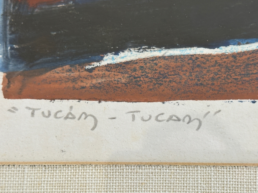 Juan Centurion Mixed-Media Artwork Titled 'Tucan - Tucan' Hand Signed By Artist 15.5 X 14.5 Framed 24.5 X 21 [Photo 5]
