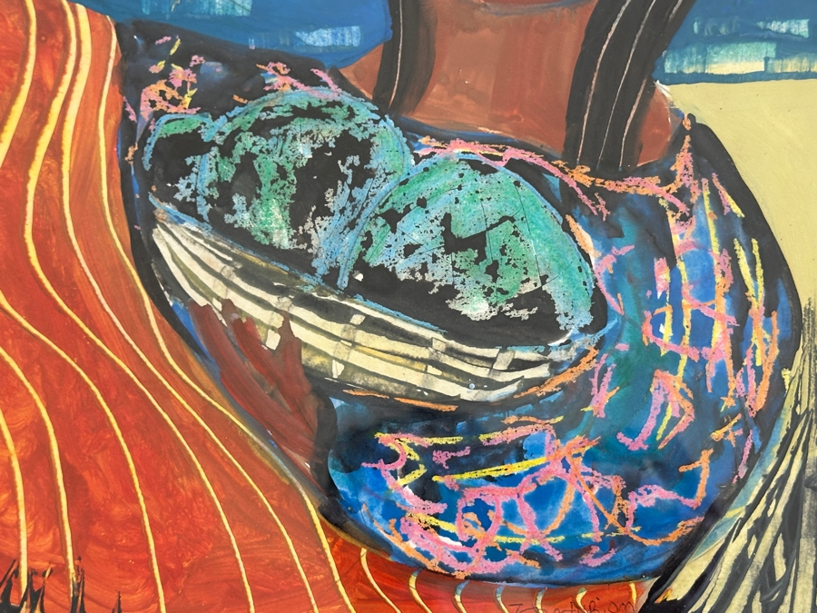 Juan Centurion Mixed-Media Artwork Titled 'Beira-Mar' Hand Signed By Artist 19.5 X 15.5 Framed 26 X 22 [Photo 5]