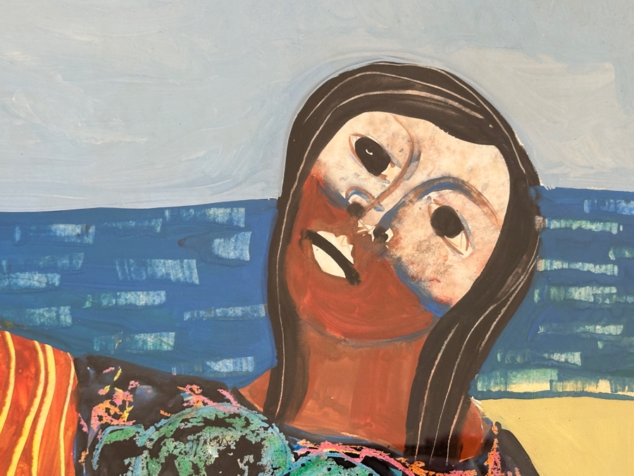 Juan Centurion Mixed-Media Artwork Titled 'Beira-Mar' Hand Signed By Artist 19.5 X 15.5 Framed 26 X 22 [Photo 4]