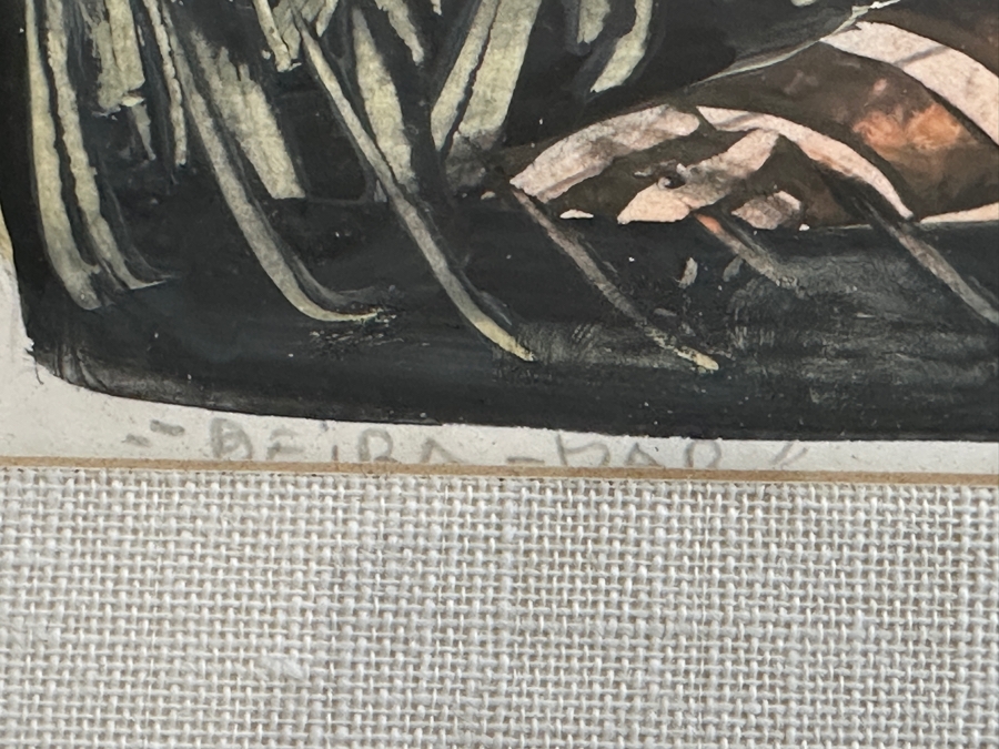 Juan Centurion Mixed-Media Artwork Titled 'Beira-Mar' Hand Signed By Artist 19.5 X 15.5 Framed 26 X 22 [Photo 8]