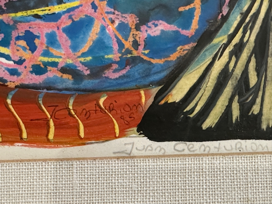 Juan Centurion Mixed-Media Artwork Titled 'Beira-Mar' Hand Signed By Artist 19.5 X 15.5 Framed 26 X 22 [Photo 6]