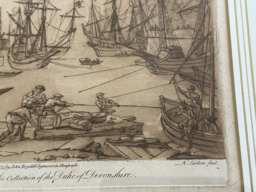 Antique 1774 French Etching After Claude Lorrain (Claude Gellee) Published By John Boydell Engraver No. 54 11 X 19 Framed 18.5 X 16 [Photo 9]