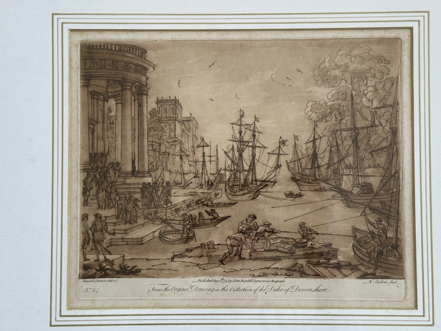Antique 1774 French Etching After Claude Lorrain (Claude Gellee) Published By John Boydell Engraver No. 54 11 X 19 Framed 18.5 X 16 [Photo 2]
