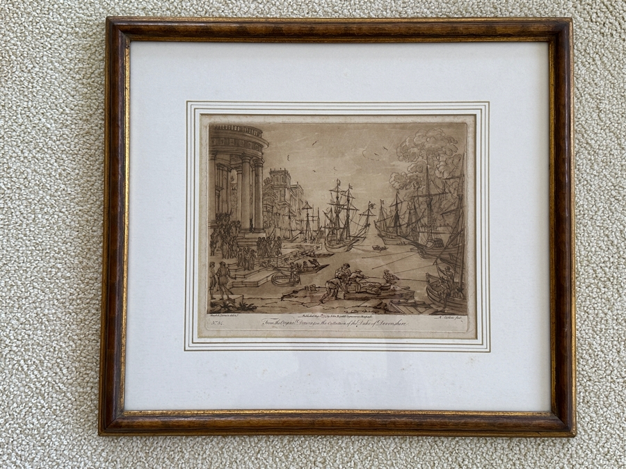 Antique 1774 French Etching After Claude Lorrain (Claude Gellee) Published By John Boydell Engraver No. 54 11 X 19 Framed 18.5 X 16 [Photo 3]