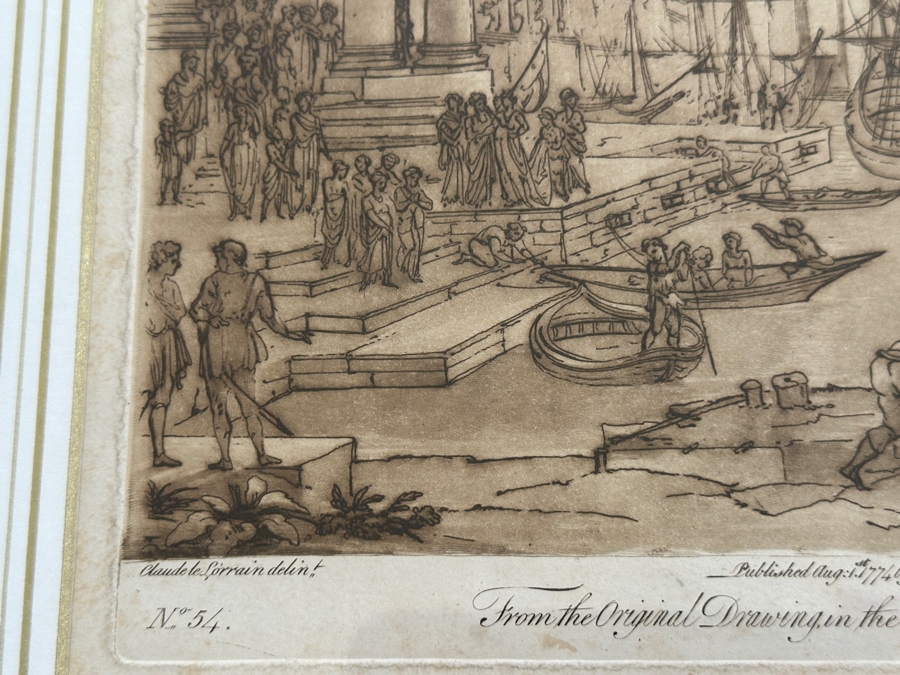 Antique 1774 French Etching After Claude Lorrain (Claude Gellee) Published By John Boydell Engraver No. 54 11 X 19 Framed 18.5 X 16 [Photo 7]