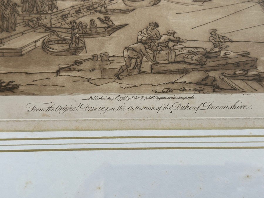 Antique 1774 French Etching After Claude Lorrain (Claude Gellee) Published By John Boydell Engraver No. 54 11 X 19 Framed 18.5 X 16 [Photo 11]