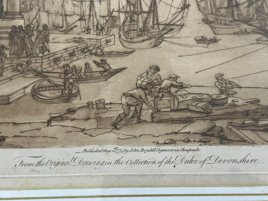 Antique 1774 French Etching After Claude Lorrain (Claude Gellee) Published By John Boydell Engraver No. 54 11 X 19 Framed 18.5 X 16 [Photo 8]