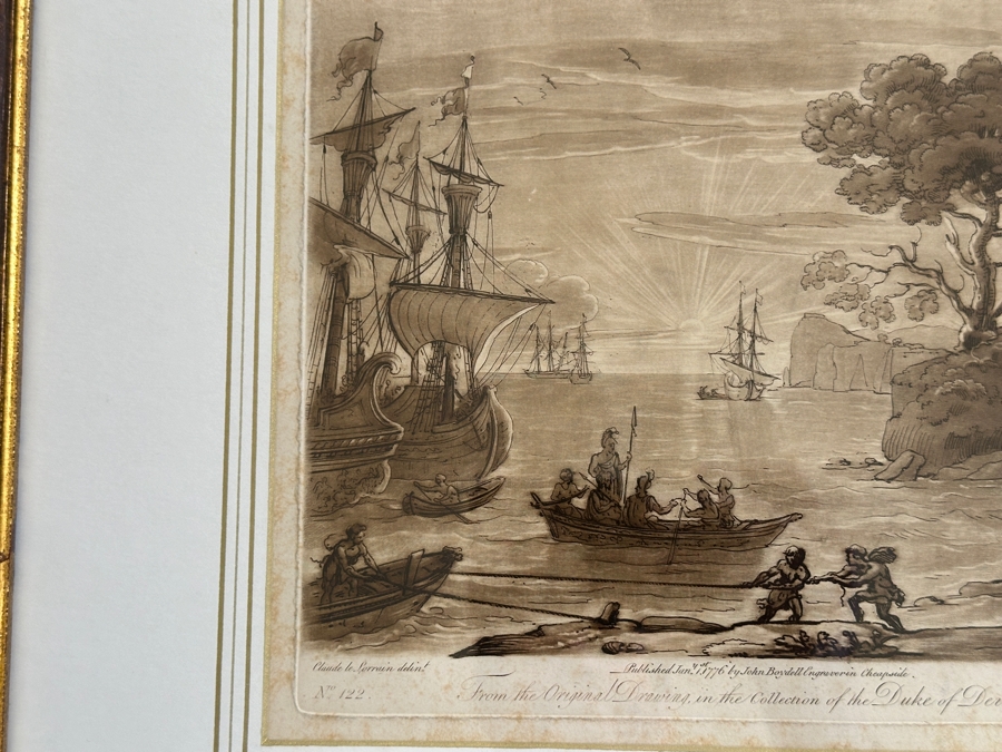 Antique 1774 French Etching After Claude Lorrain (Claude Gellee) Published By John Boydell Engraver No. 122 11 X 19 Framed 18.5 X 16 [Photo 5]