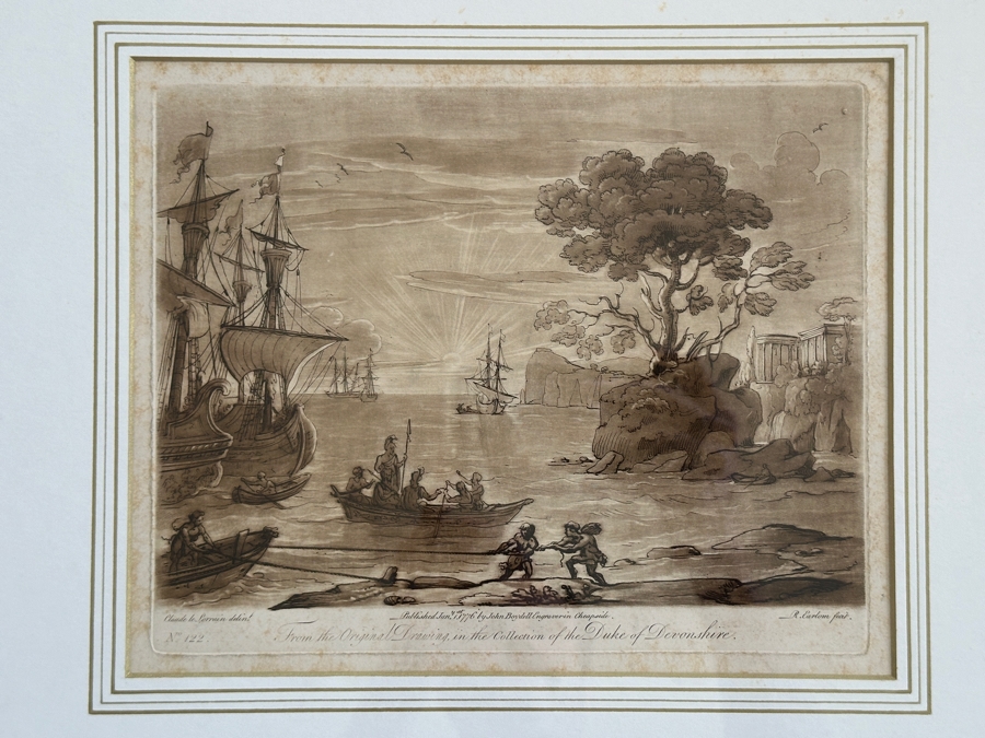 Antique 1774 French Etching After Claude Lorrain (Claude Gellee) Published By John Boydell Engraver No. 122 11 X 19 Framed 18.5 X 16 [Photo 3]