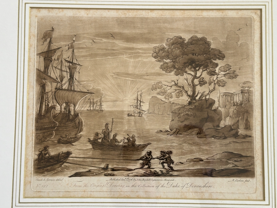 Antique 1774 French Etching After Claude Lorrain (Claude Gellee) Published By John Boydell Engraver No. 122 11 X 19 Framed 18.5 X 16 [Photo 14]