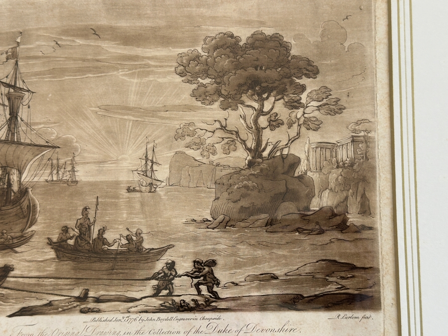 Antique 1774 French Etching After Claude Lorrain (Claude Gellee) Published By John Boydell Engraver No. 122 11 X 19 Framed 18.5 X 16 [Photo 6]
