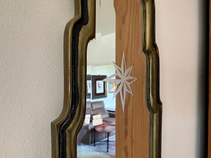 Pair Of Vintage 1972 Chapman Brass Wall Mirrors With Candle Holders [Photo 7]