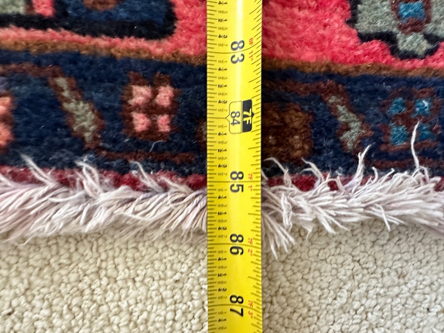 Vintage Hand Knotted Wool Persian Geometric Area Rug 40 X 85 [Photo 8]