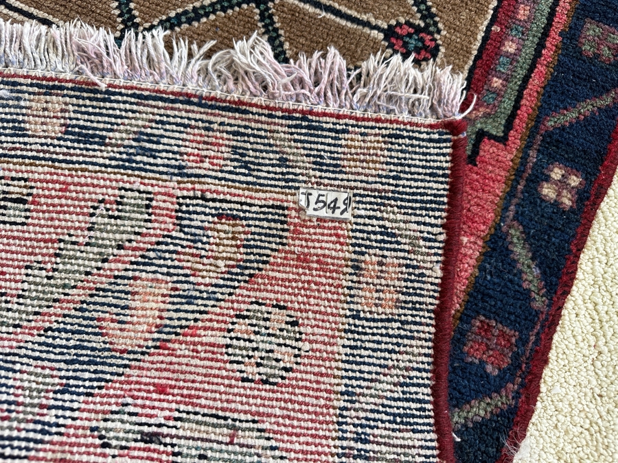 Vintage Hand Knotted Wool Persian Geometric Area Rug 40 X 85 [Photo 5]