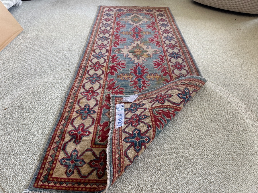 Vintage Hand Knotted Wool Persian Area Rug Made In Pakistan (Some Staining - See Photos) 30 X 75 [Photo 5]