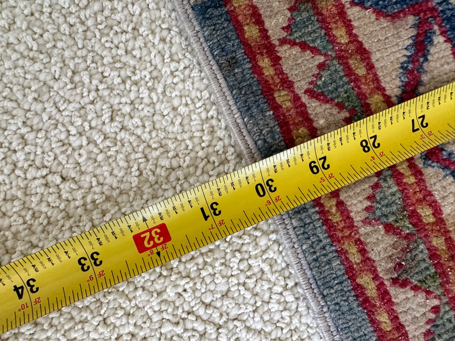 Vintage Hand Knotted Wool Persian Area Rug Made In Pakistan (Some Staining - See Photos) 30 X 75 [Photo 8]