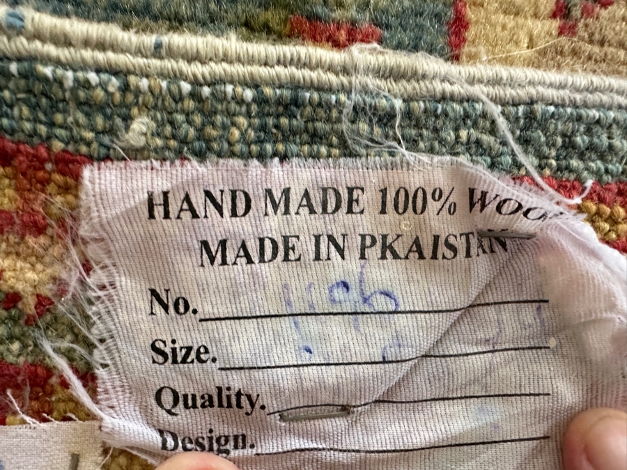 Vintage Hand Knotted Wool Persian Area Rug Made In Pakistan (Some Staining - See Photos) 30 X 75 [Photo 6]