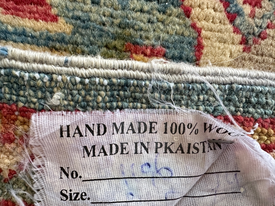 Vintage Hand Knotted Wool Persian Area Rug Made In Pakistan (Some Staining - See Photos) 30 X 75 [Photo 7]