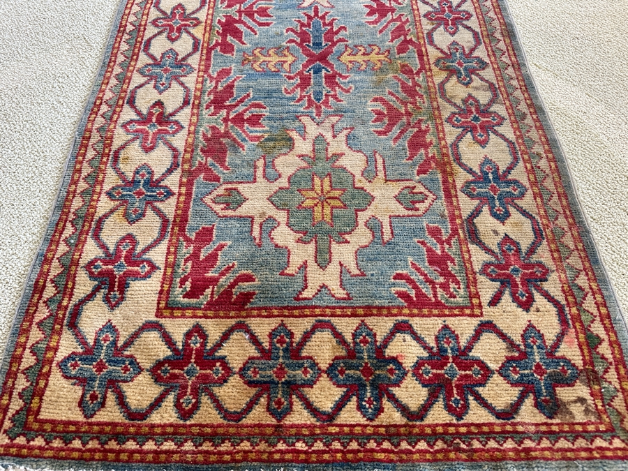 Vintage Hand Knotted Wool Persian Area Rug Made In Pakistan (Some Staining - See Photos) 30 X 75 [Photo 2]