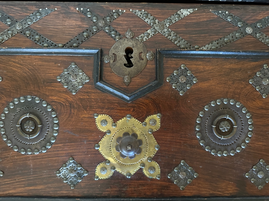Impressive Antique Zanzibar Chest Trunk - See Photos 48W X 19D X 22.5H [Photo 22]