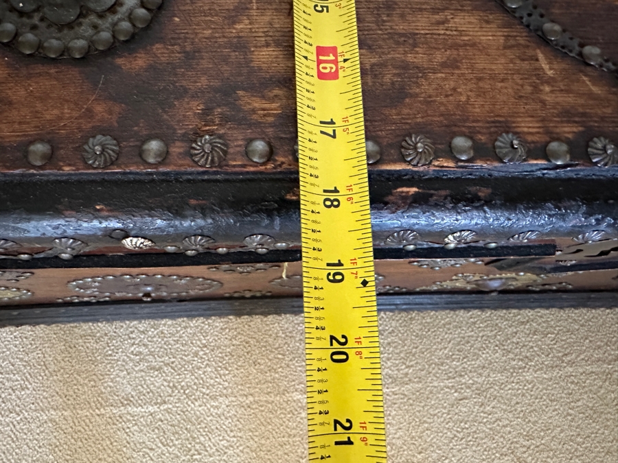 Impressive Antique Zanzibar Chest Trunk - See Photos 48W X 19D X 22.5H [Photo 20]