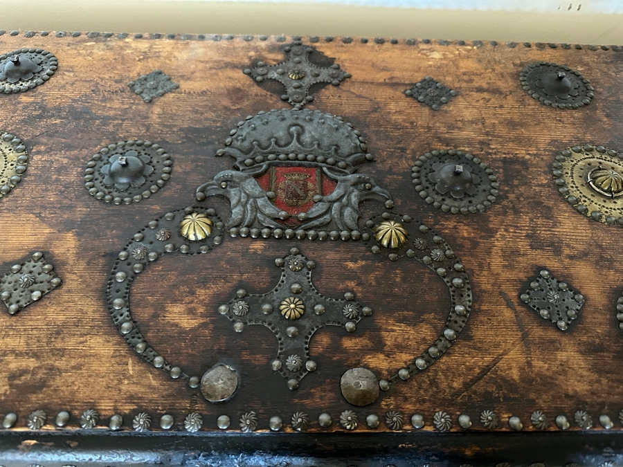 Impressive Antique Zanzibar Chest Trunk - See Photos 48W X 19D X 22.5H [Photo 5]