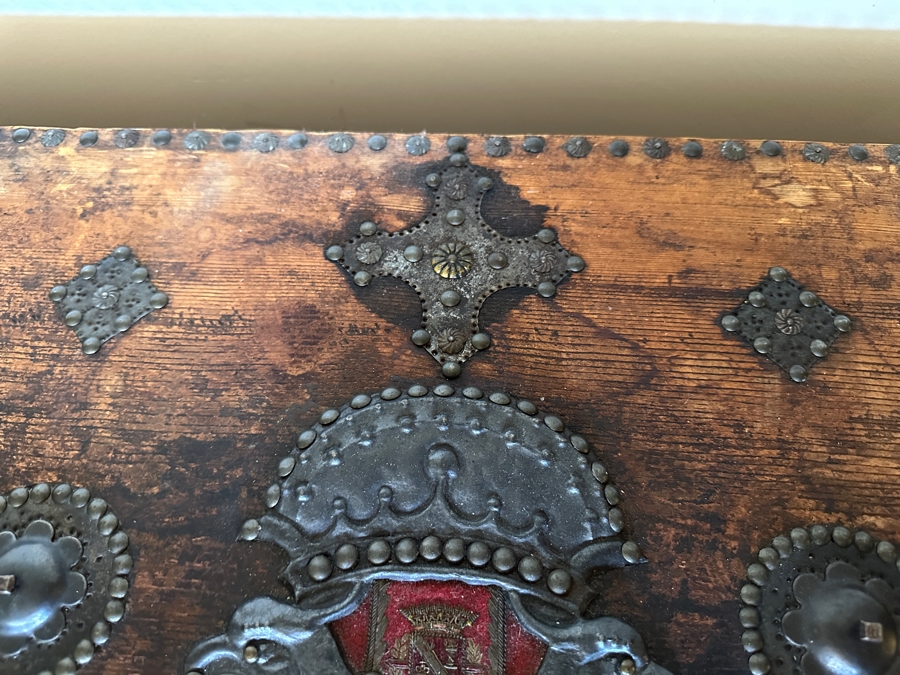 Impressive Antique Zanzibar Chest Trunk - See Photos 48W X 19D X 22.5H [Photo 7]