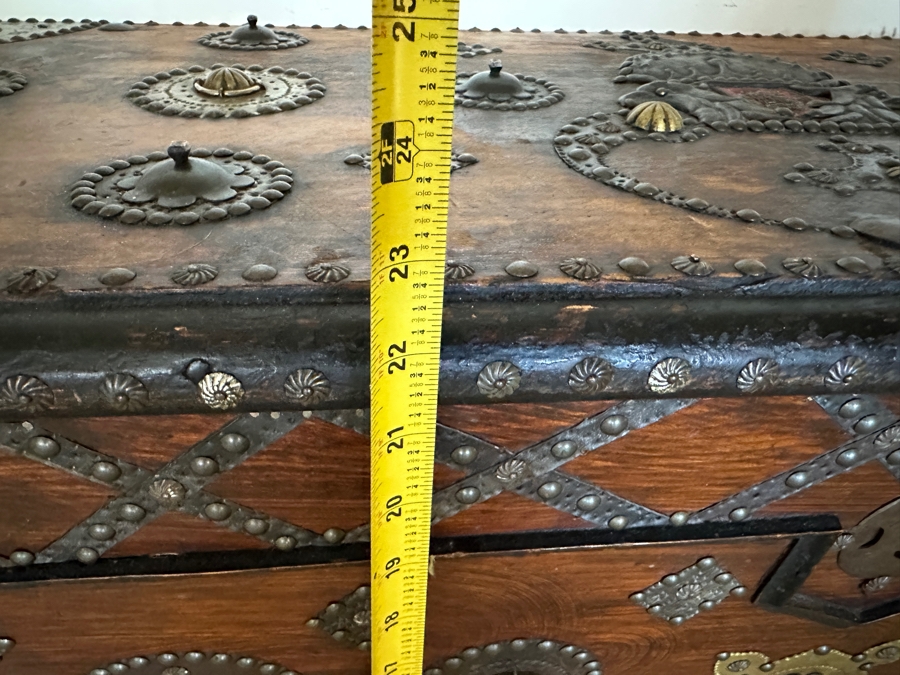 Impressive Antique Zanzibar Chest Trunk - See Photos 48W X 19D X 22.5H [Photo 21]