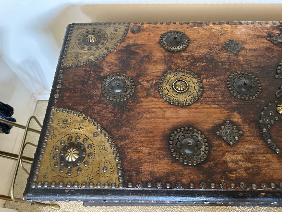 Impressive Antique Zanzibar Chest Trunk - See Photos 48W X 19D X 22.5H [Photo 9]