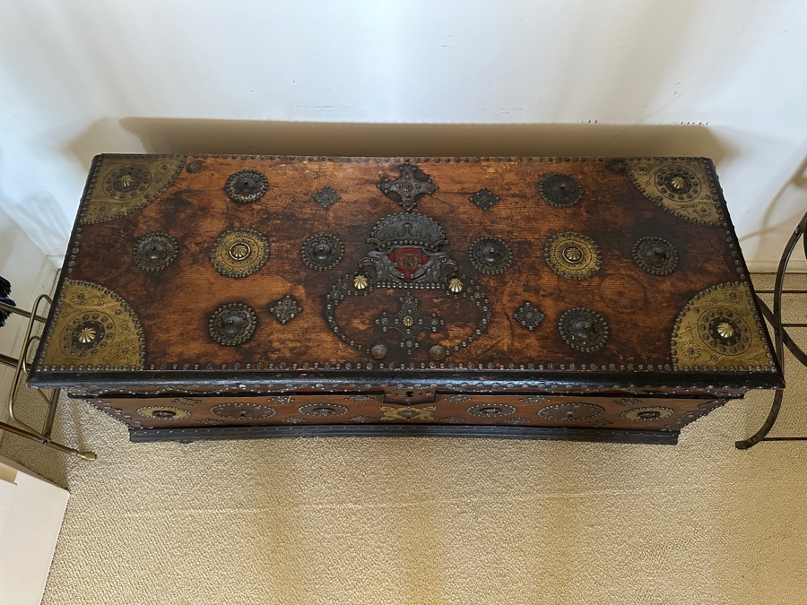 Impressive Antique Zanzibar Chest Trunk - See Photos 48W X 19D X 22.5H [Photo 3]
