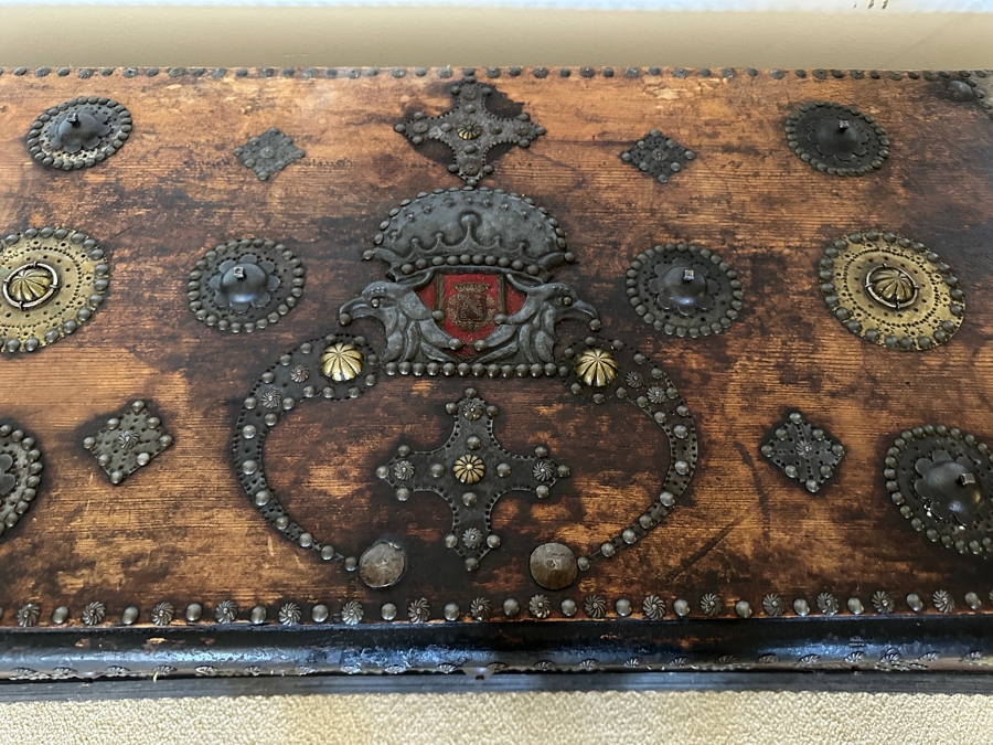 Impressive Antique Zanzibar Chest Trunk - See Photos 48W X 19D X 22.5H [Photo 4]