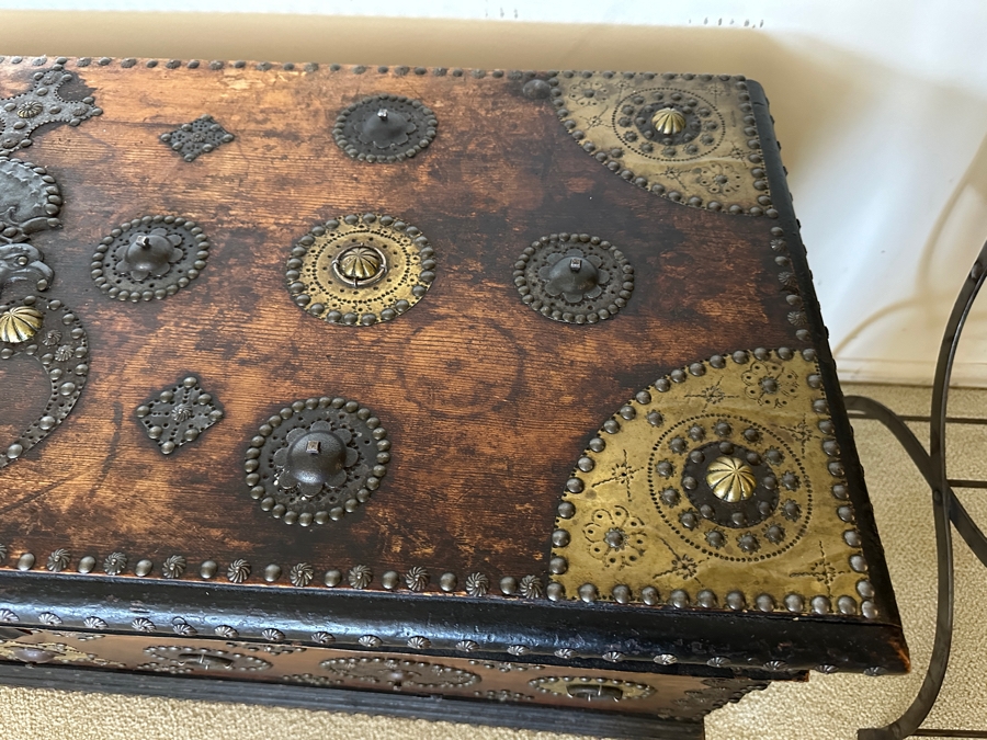 Impressive Antique Zanzibar Chest Trunk - See Photos 48W X 19D X 22.5H [Photo 8]