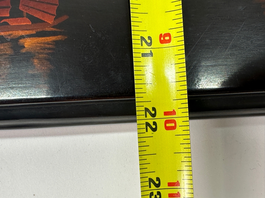 Just Added - Vintage Lacquer Wood Hand Painted Portable Folding Chess Board / Backgammon Board On Reverse 25 X 22 [Photo 13]