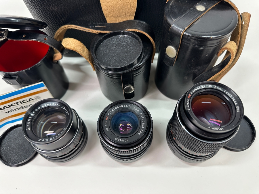 Just Added - Lot of (3) 35mm Camera Lenses Including Two Carl Zeiss Jena DDR Lenses And One Pentacon Electric Lens [Photo 3]