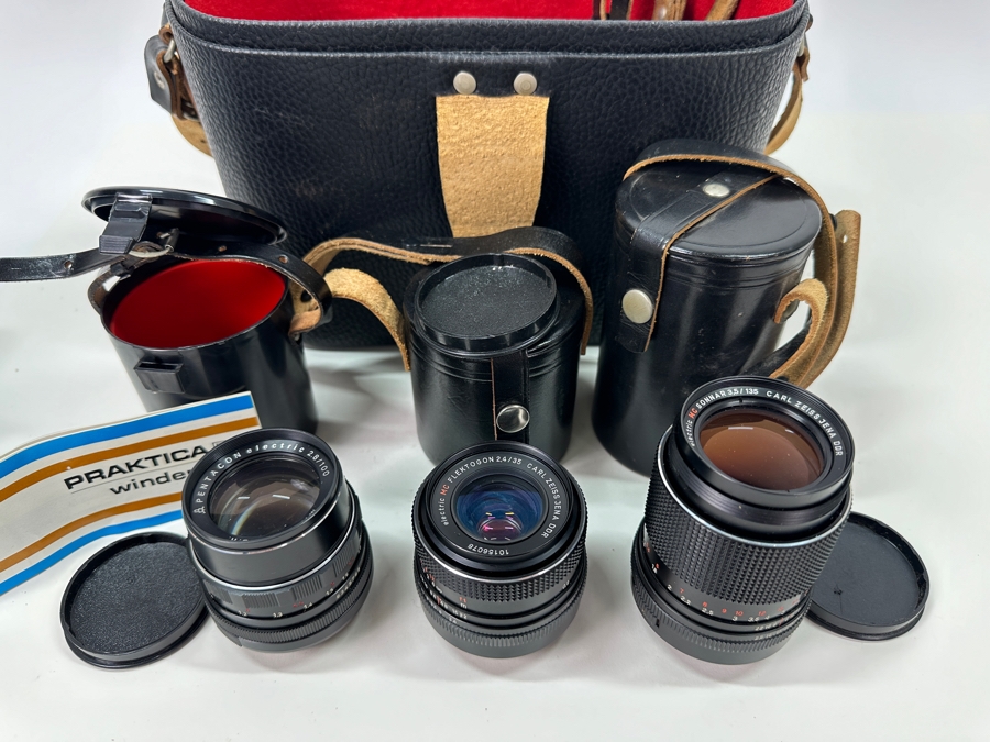 Just Added - Lot of (3) 35mm Camera Lenses Including Two Carl Zeiss Jena DDR Lenses And One Pentacon Electric Lens [Photo 2]