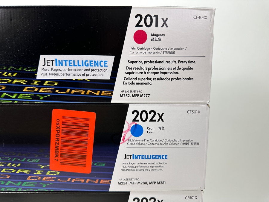 Just Added - Lot of (4) HP Laserjet Print Cartridges 201x 202x - (2) 501X, 402X, 403X - New in Box [Photo 2]